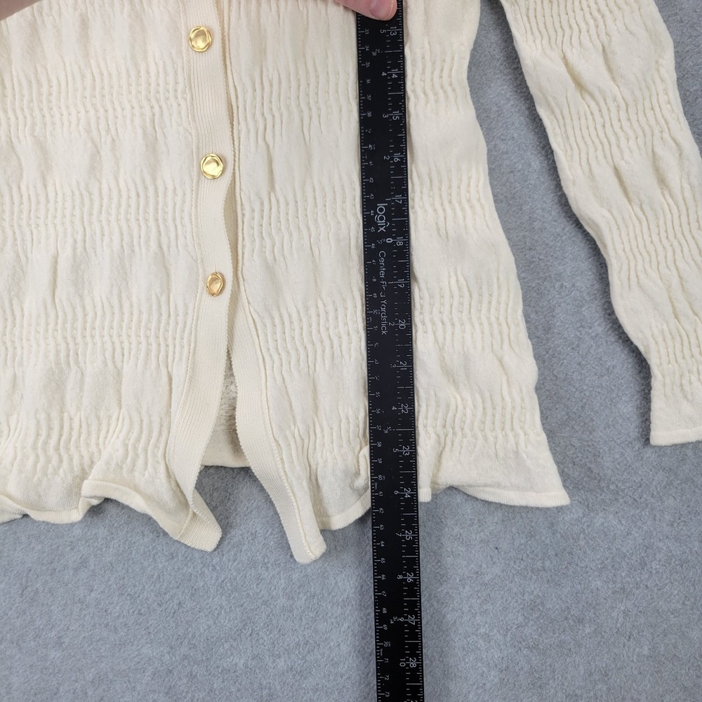 TOVE Cream Ribbed Button-Front Cardigan - Picture 3 of 10